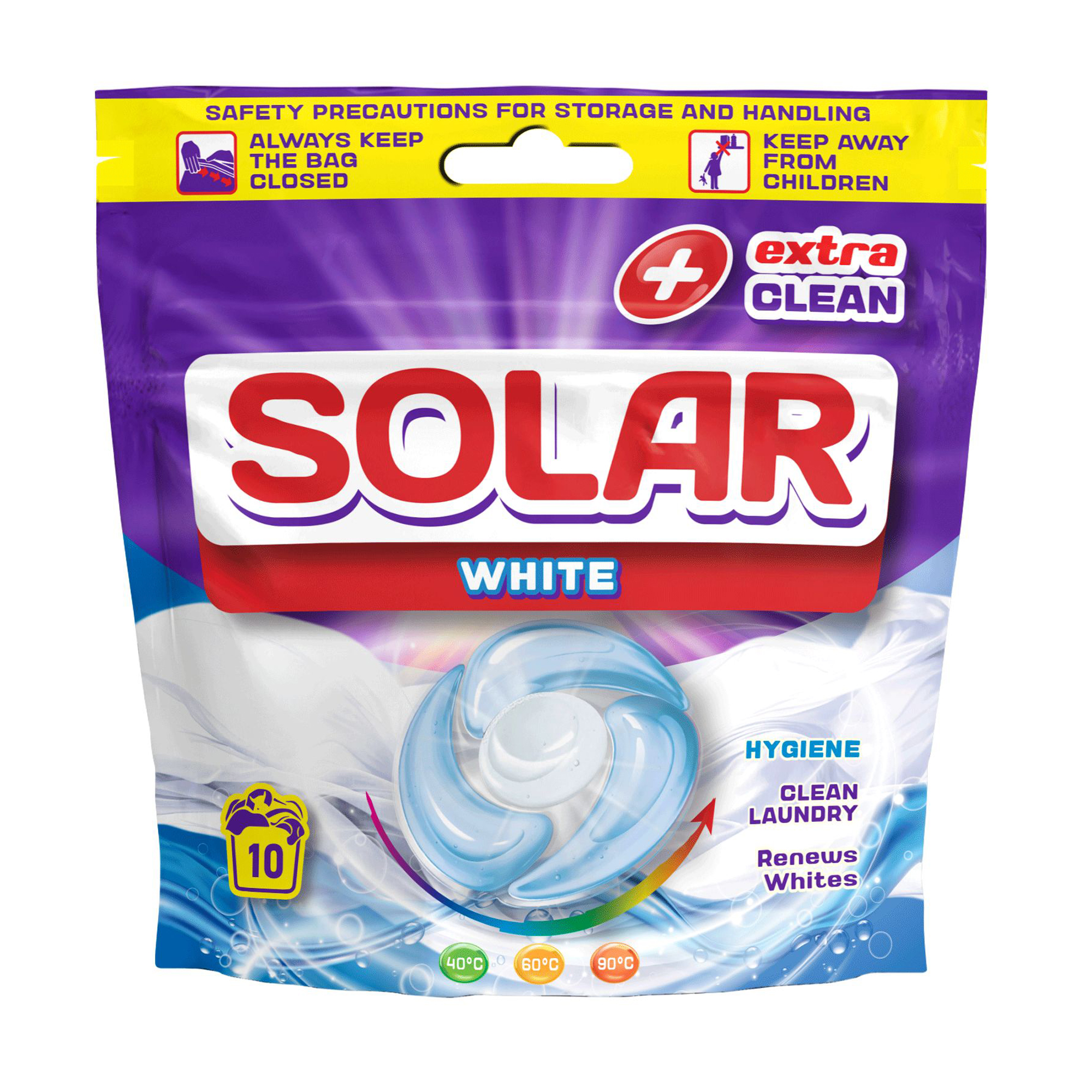 Капсули для прання білих речей Solar White, 10 циклів прання, 10 шт